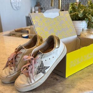 Golden Goose Kids Cream and Pink Star Sneakers